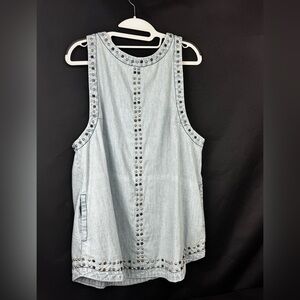 Studded Denim Sleeveless Top New no Tags